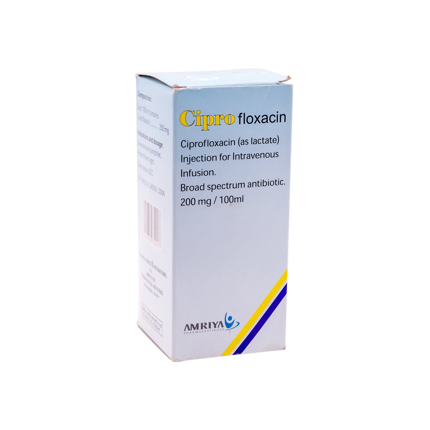 سيبروفلوكساسين 200 ملغ مضاد حيوي واسع الطيف، قارورة للحقن الوريدي