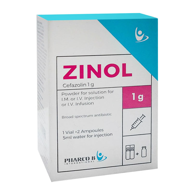 زول 1 جم سيفازولين مضاد حيوي واسع الطيف فيال مع أمبولة ماء للحقن الوريدي والعضلي
