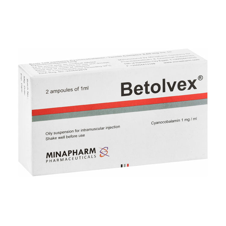 Betolvex 1mg/1ml Cyanocobalamin Ampoule for Intramuscular Use