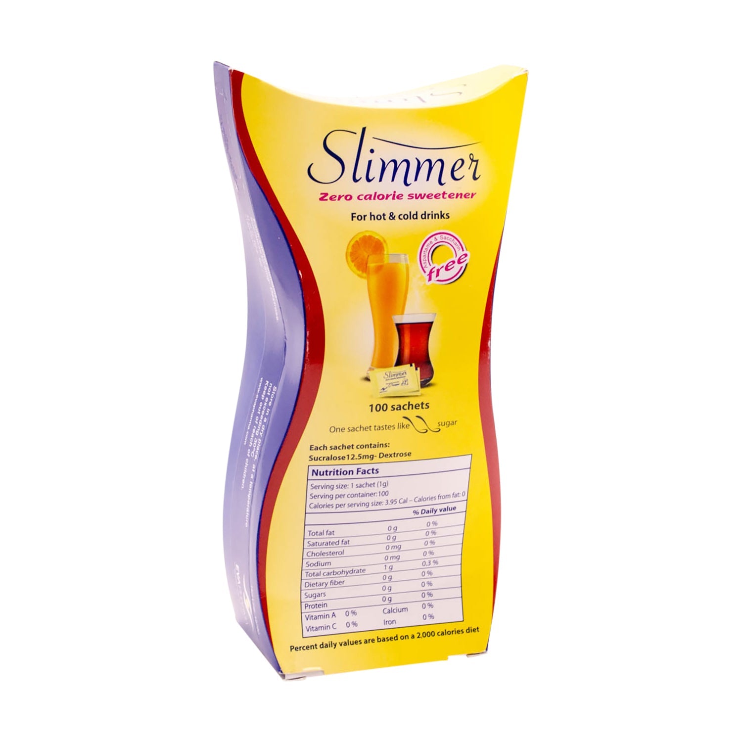 Slimmer Zero Calorie Sweetener Sachets - aspartame free, saccharin free