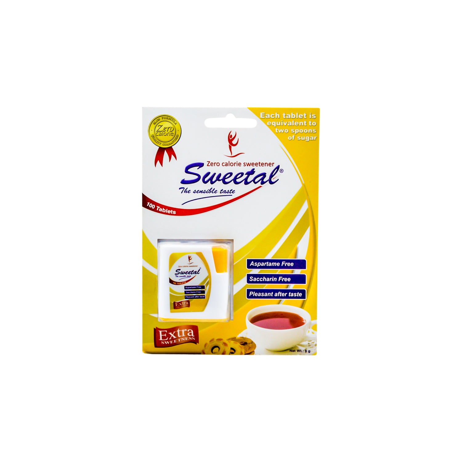 Sweetal Zero Calorie Sweetener - aspartame free, saccharin free (100 Tablets)