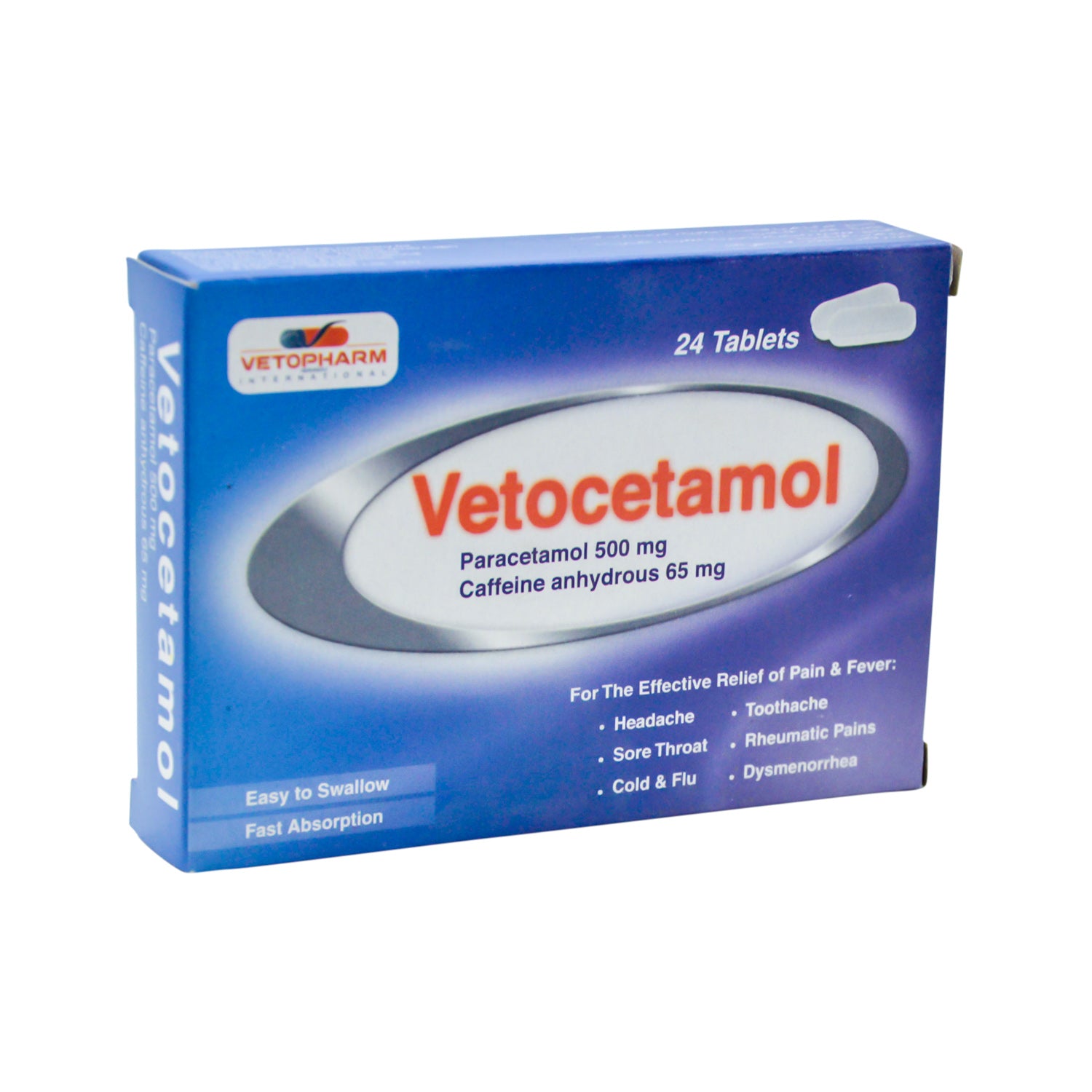 فيتوسيتامول ٥٠٠ ملغ باراسيتامول و ٦٥ ملغ كافيين لا مائي، دواء لتسكين الألم وخفض الحرارة