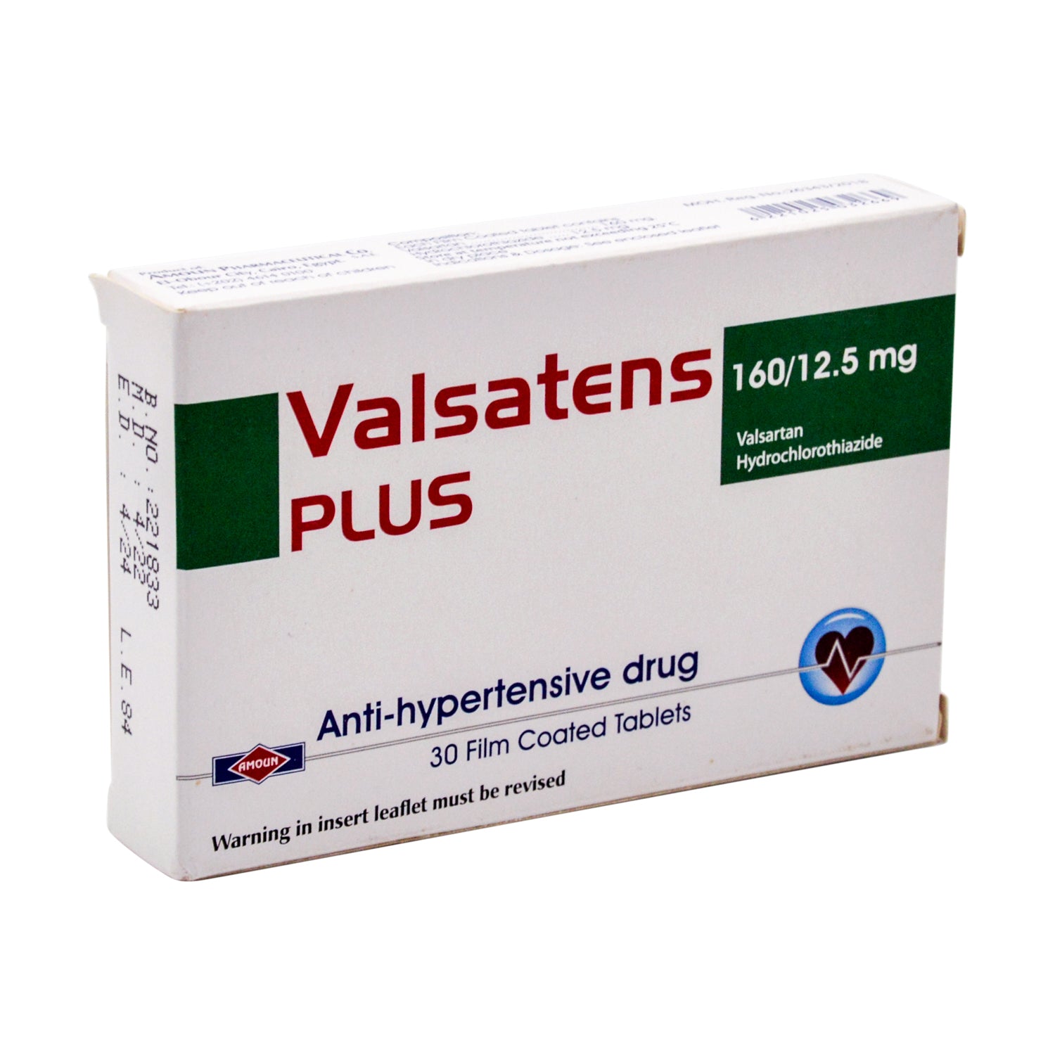 Valsatens Plus 160mg Valsartan & 12.5mg Hydrochlorothiazide Anti-Hypertensive Medication