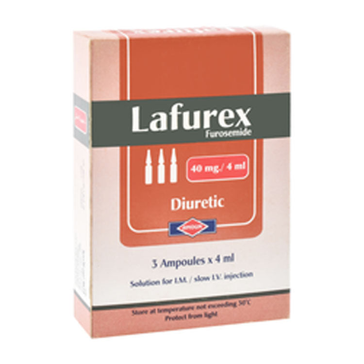 Lafurex 40mg/4ml Furosemide Diuretic Ampoules for Intramuscular & Slow Intravenous Injection