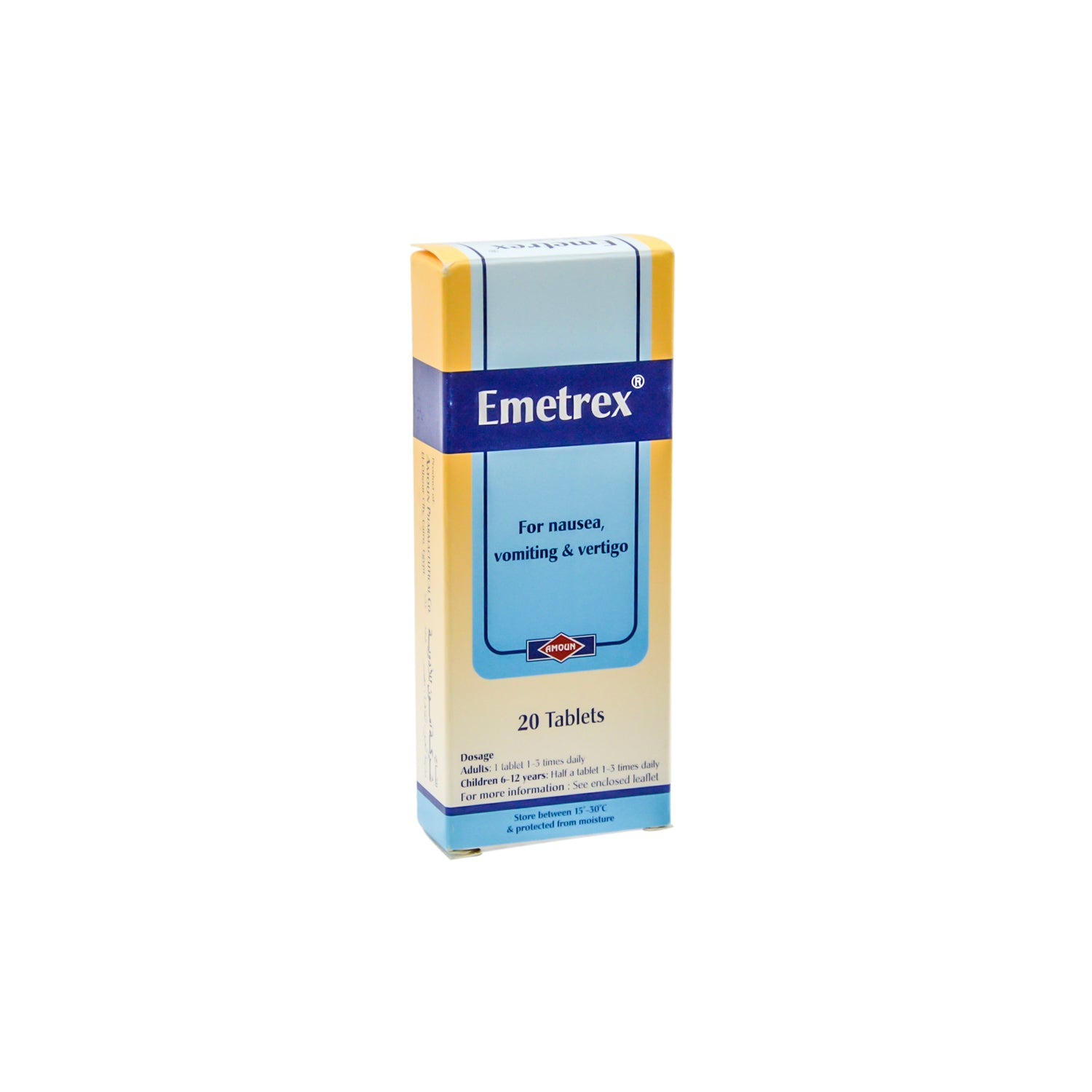 Emetrex 50mg Cyclizine & Pyridoxine HCL for Nausea, Vomiting & Vertigo