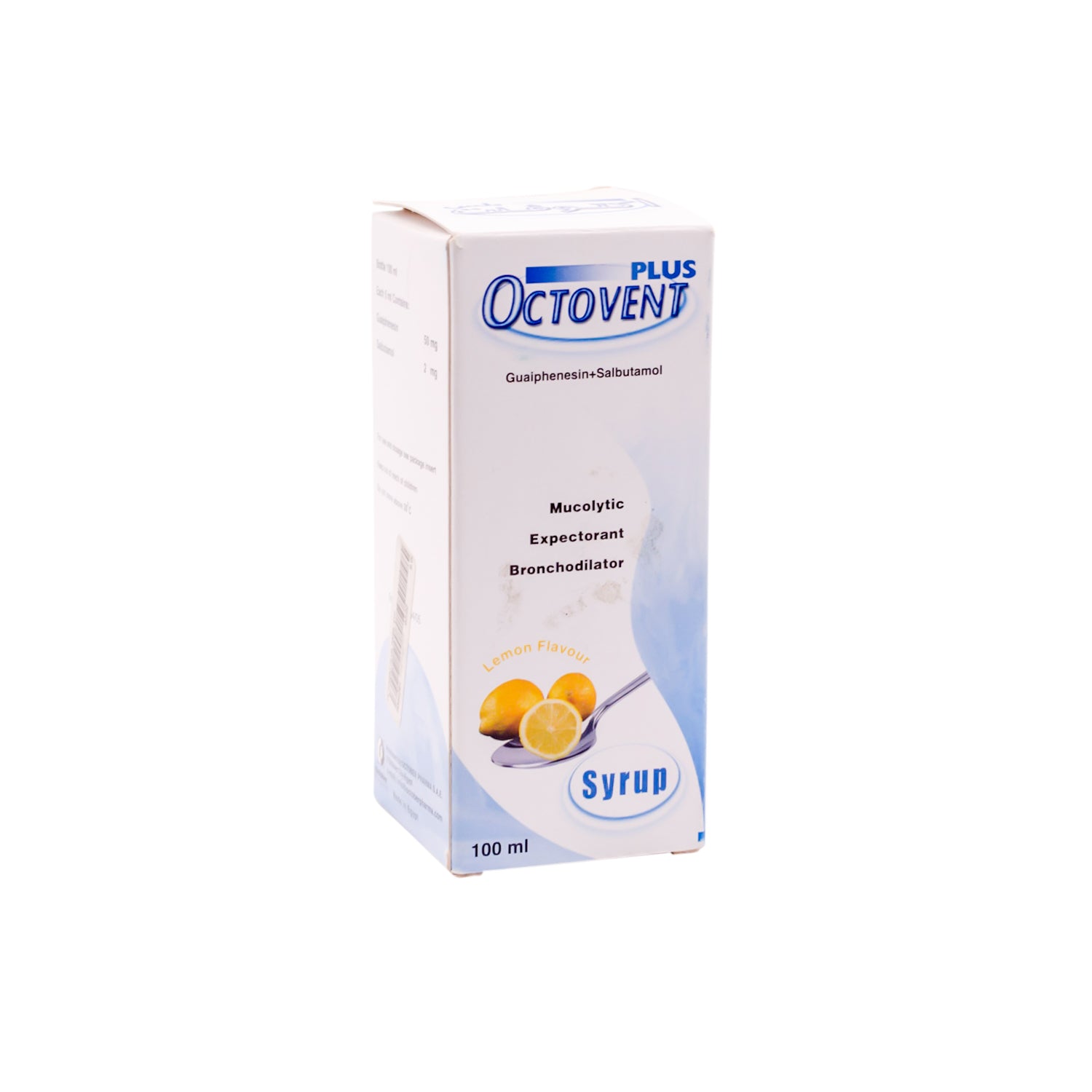 Octovent Plus Cough Syrup with Guaiphenesin & Salbutamol Lemon Flavor