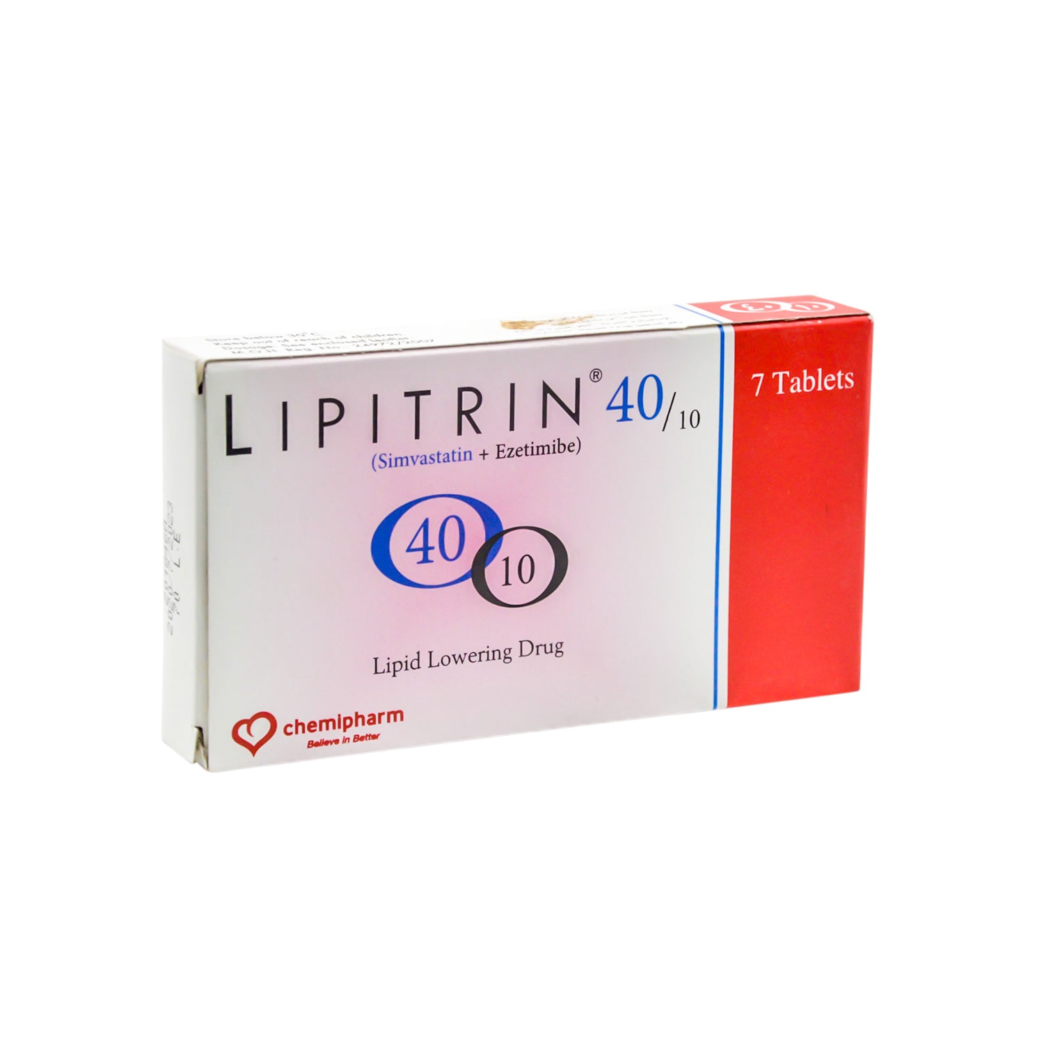 Lipitrin 40mg Simvastatin & 10mg Ezetimibe Lipid Lowering Medication