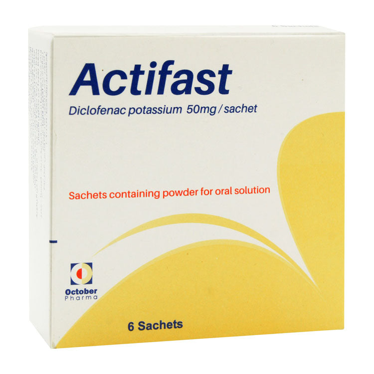 Actifast 50mg Diclofenac Potassium Powder Sachets for Oral Solution