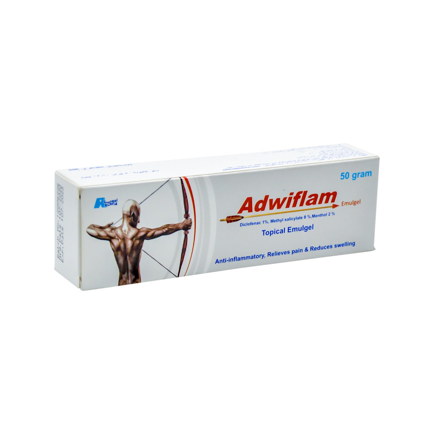 Adwiflam Anti-Inflammatory Topical Emulgel with Diclofenac, Methyl Salicylate & Menthol for Relieving Pain & Swelling