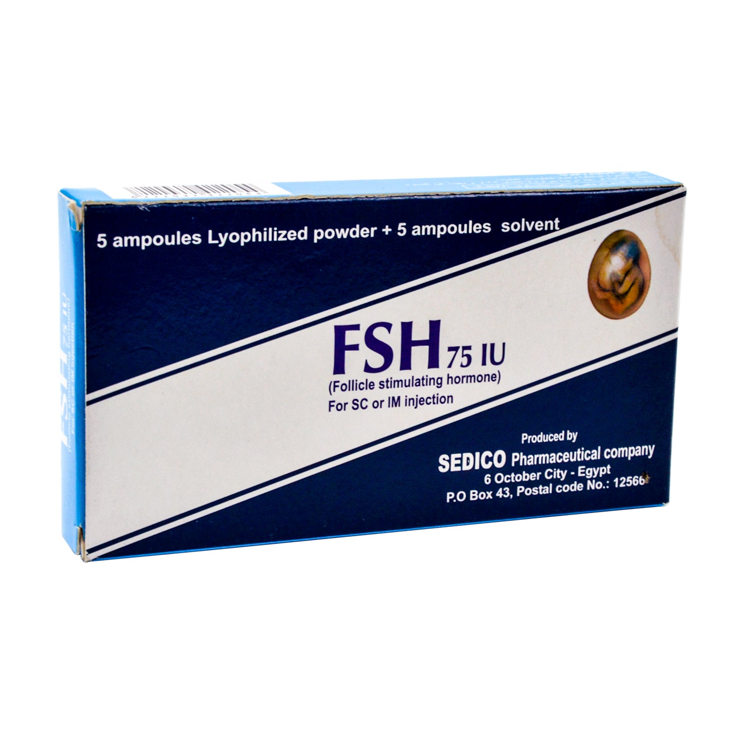 5 أمبولات من هرمون FSH 75 وحدة دولية