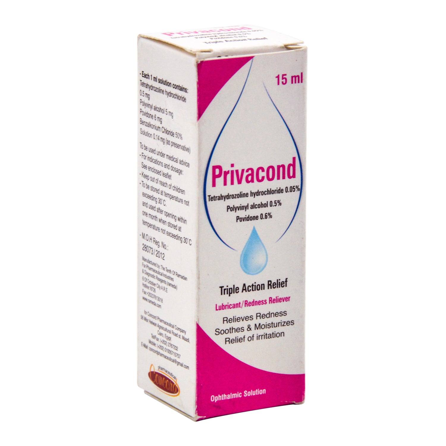 Privacond 0.05% Tetrahydrozoline Hydrochloride, 0.5% Polyvinyl & 0.6% Povidone Ophthalmic Solution