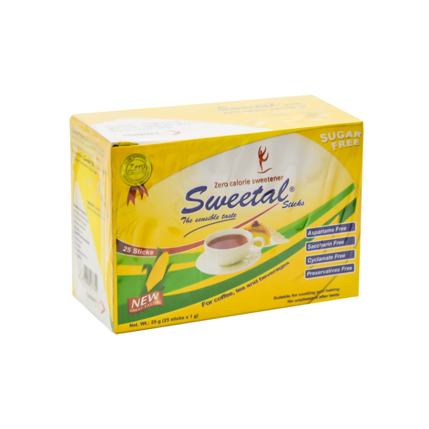 Sweetal Zero Calorie Sweetener (25 Sticks) - preservatives free, sugar free, aspartame free