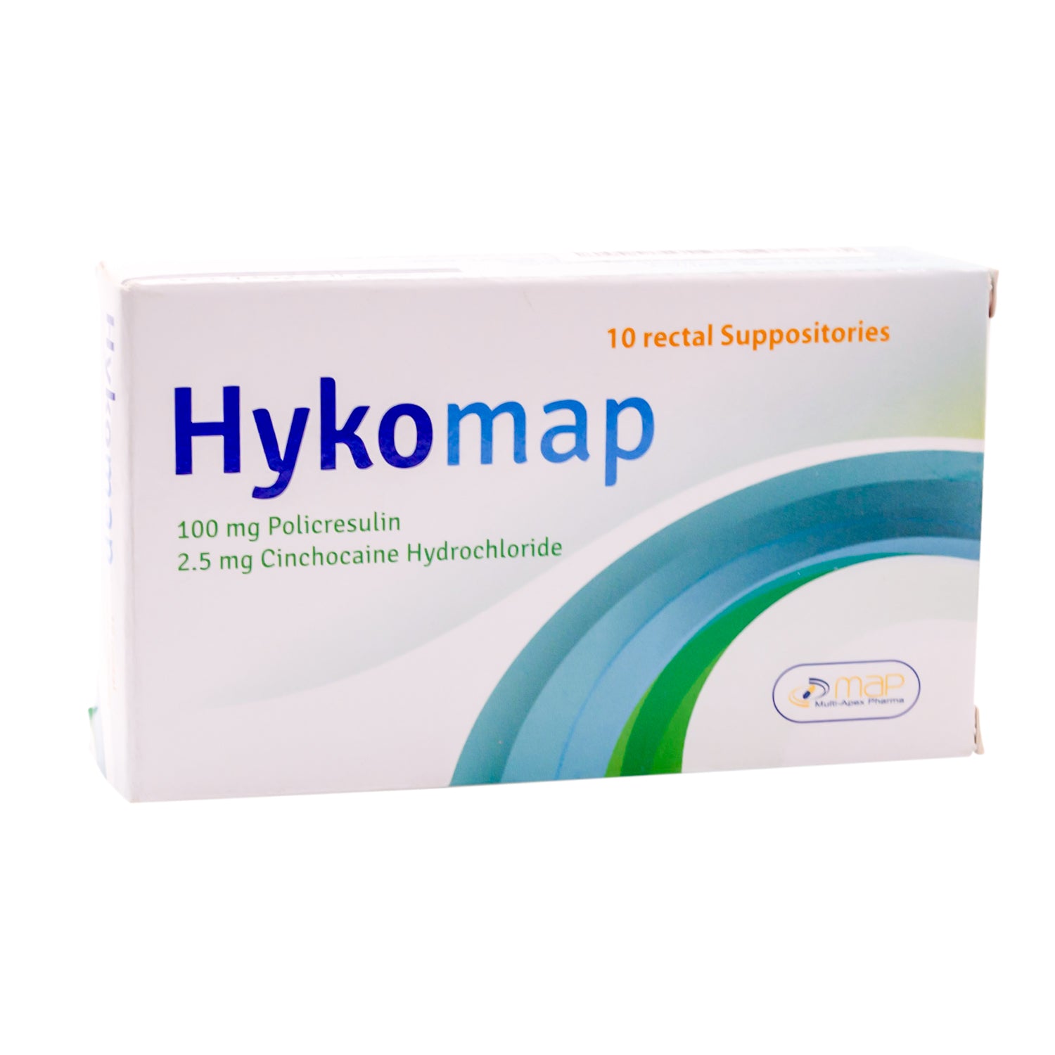 تحاميل شرجية من هيكوماب تحتوي على 100 ملغ بوليكريسولين و2.5 ملغ سينكوكايين هيدروكلوريد