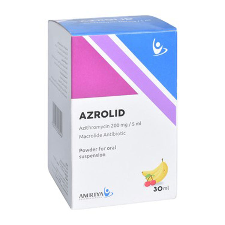 أزروليد 200 ملجم/5 مل، مسحوق معلق فموي مضاد حيوي من فئة الماكروليدات (أزيثروميسين) بنكهة الكرز والموز