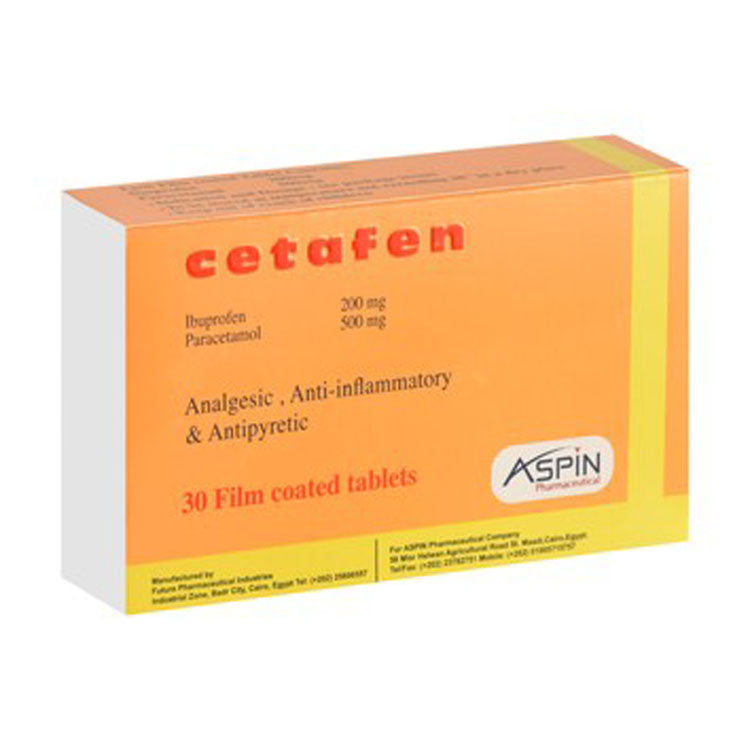 Cetafen 200mg Ibuprofen & 500mg Paracetamol Analgesic, Anti-Inflammatory & Antipyretic