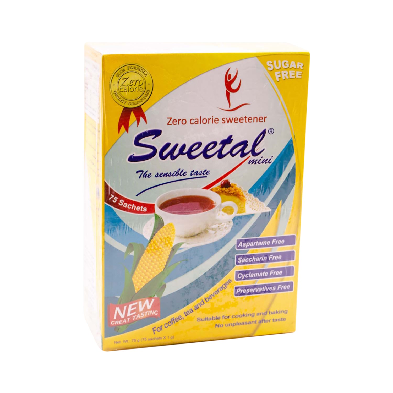 Sweetal Mini Zero Calorie Sweetener (75 sachets) - sugar free, saccharin free, preservatives free