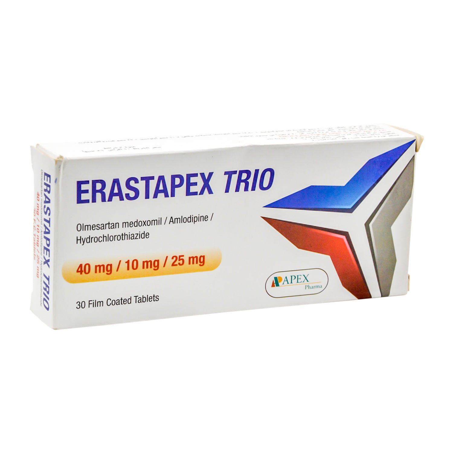 إيراستابكس تريو مع 40 ملغ أولميسارتان ميدوكسوميل، 10 ملغ أملوديبين و25 ملغ هيدروكلوروثيازيد