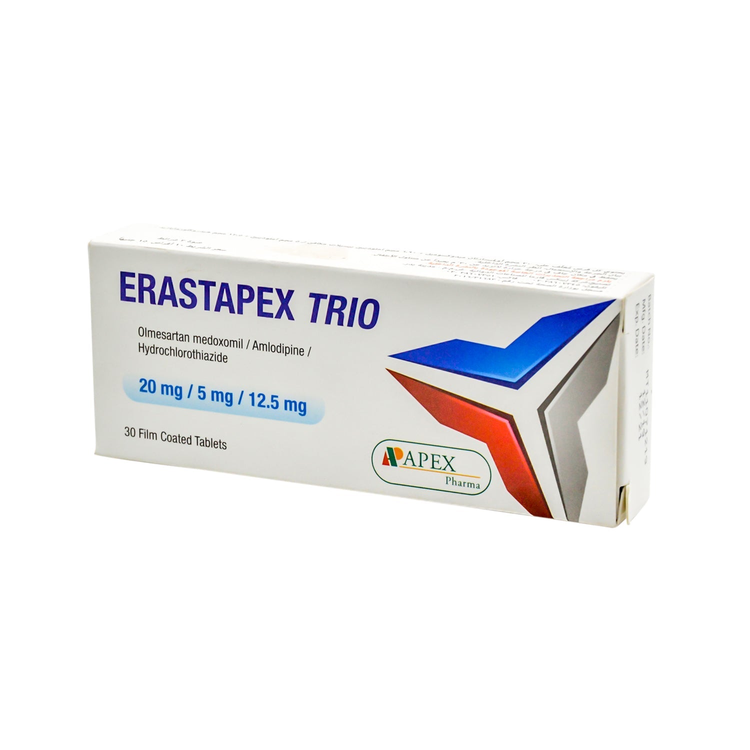 Erastapex Trio 20mg Olmesartan Medoxomil, 5mg Amlodipine & 12.5mg Hydrochlorothiazide