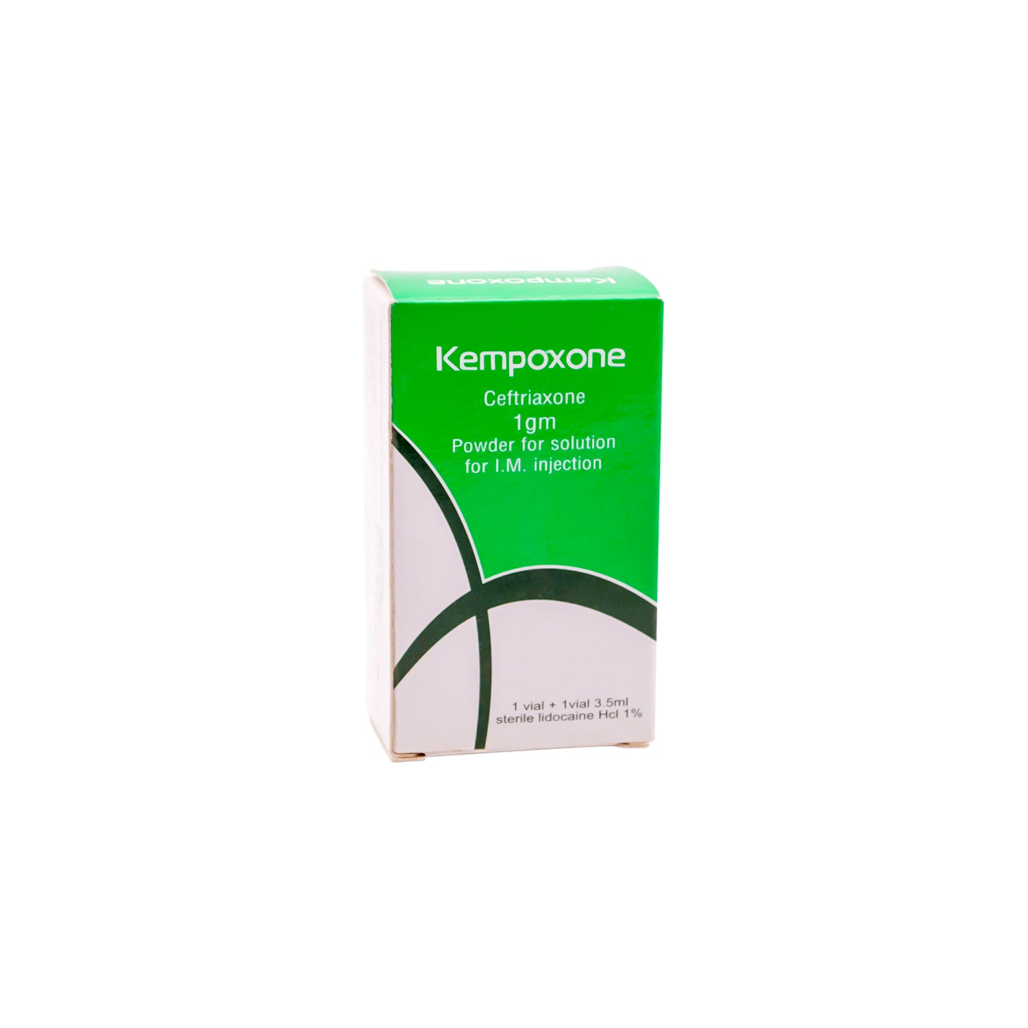 Kempoxone 1g Ceftriaxone Broad Spectrum Antibiotic Powder Vial with Sterile 1% Lidocaine HCL Ampoule for Intramuscular Injection