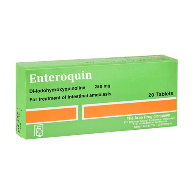 Enteroquin 250mg Di-iodohydroxyquinoline for Intestinal Amebiasis 20 tablets