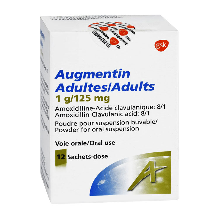 أوجمنتين 1 جم/125 مجم أموكسيسيلين وحمض الكلافولانيك مسحوق أكياس للبالغين