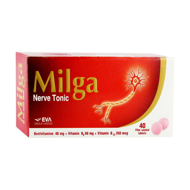 Milga 40mg Benfotiamine, 60mg Vitamin B6 & 250mcg Vitamin B12 Nerve Tonic