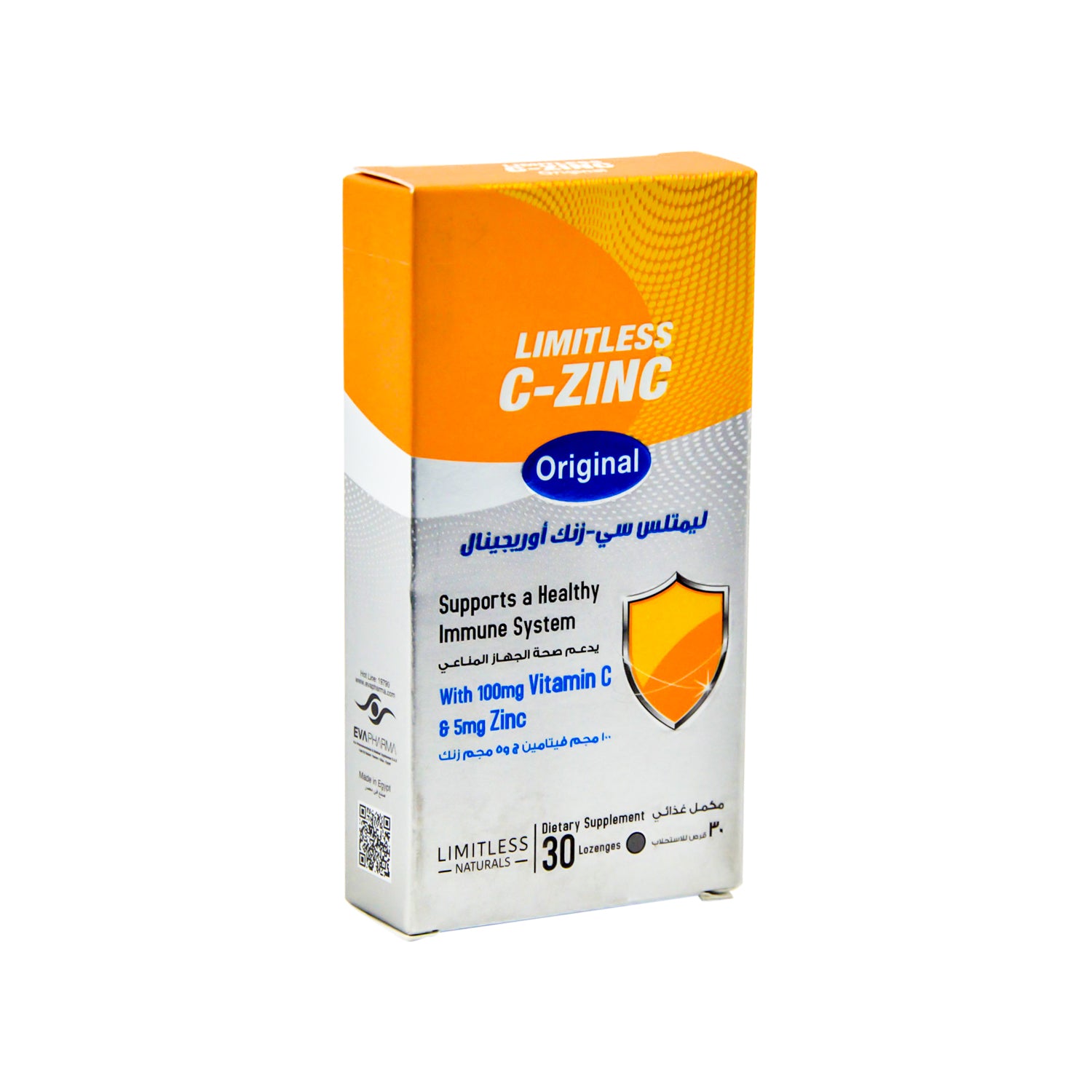 Limitless Naturals C-Zinc Original 100mg Vitamin C & 5mg Zinc Immunity Support Supplement