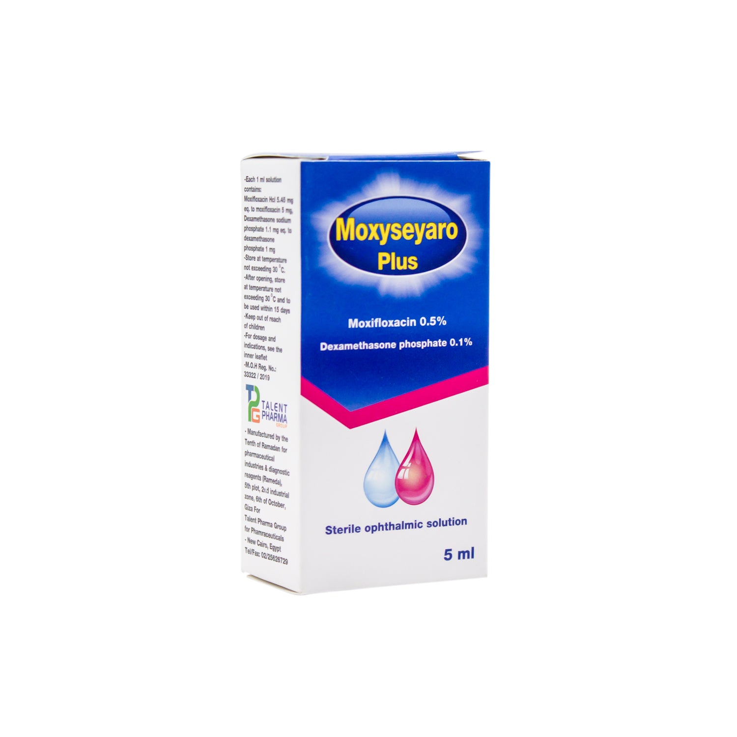 Moxyseyaro Plus 0.5% Moxifloxacin & 0.1% Dexamethasone Phosphate Sterile Ophthalmic Solution