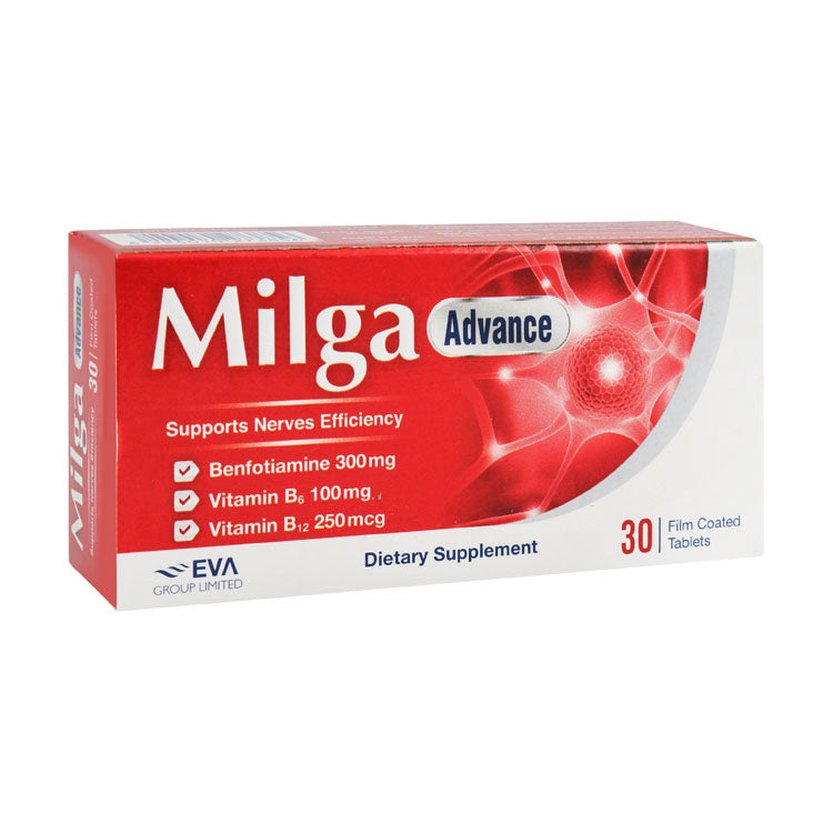 Milga Advance 300mg Benfotiamine مكمل لدعم الأعصاب مع فيتامين B6 و B12