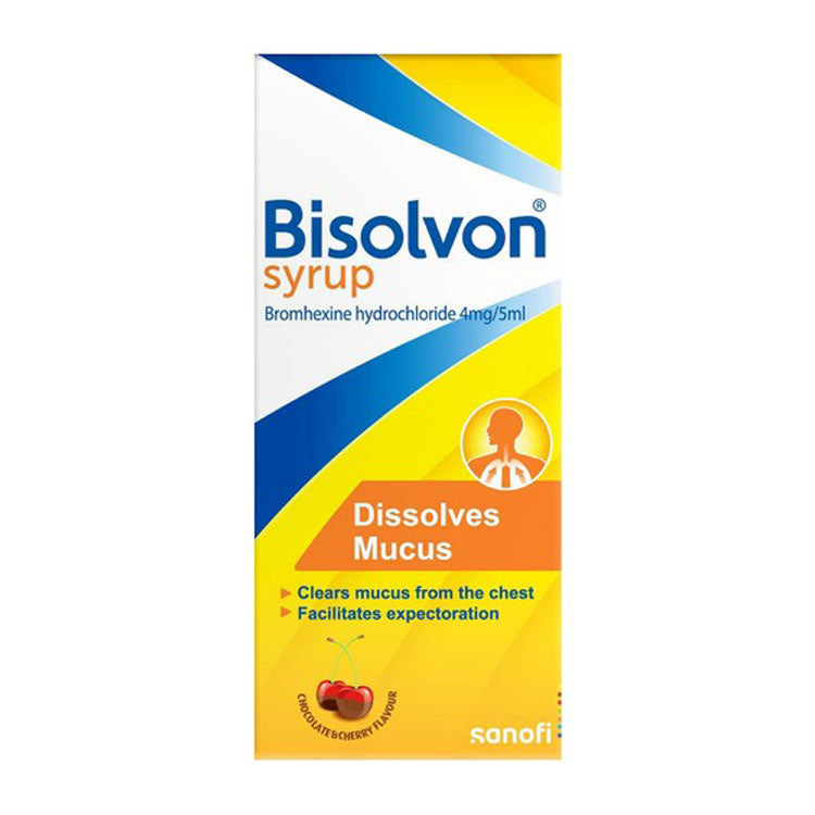 Bisolvon 4mg/5ml Bromhexine HCL Syrup Chocolate & Cherry Flavor - sugar free, colorant free