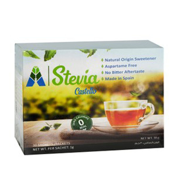 Stevia Castello Natural Sweetener (30 Sachets) - aspartame free, calorie free, gluten free