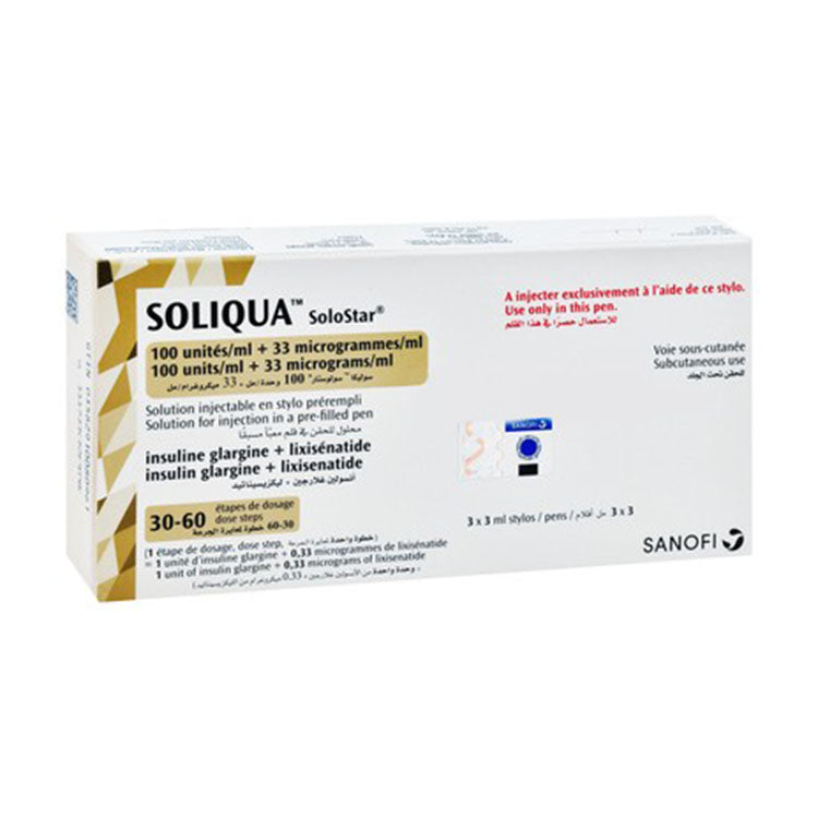 Soliqua Solostar 300 IU/ml Insulin Glargine Solution Pens for Injection