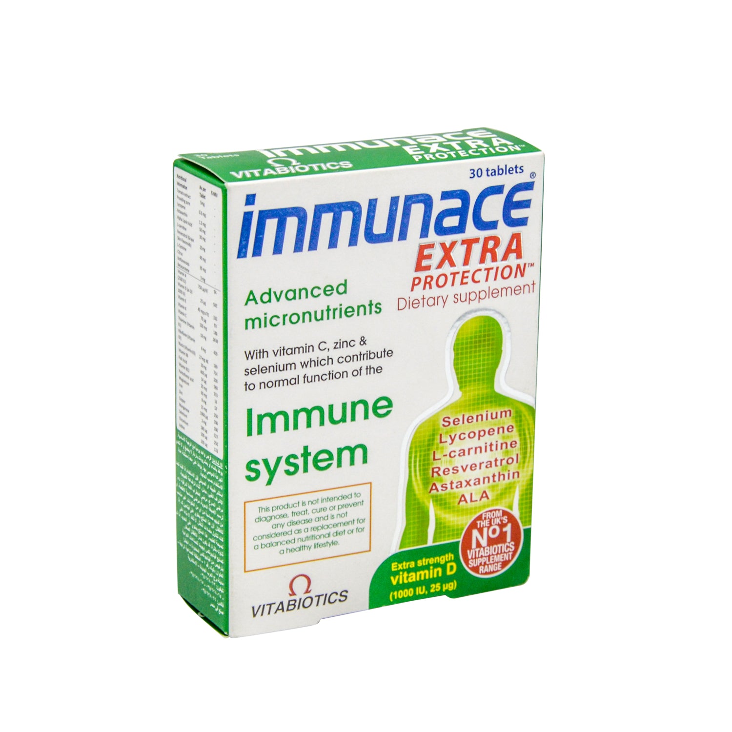 Immunace Extra Protection Immune System Support Supplement with Vitamins & Minerals - artificial colors free, preservatives free, lactose free