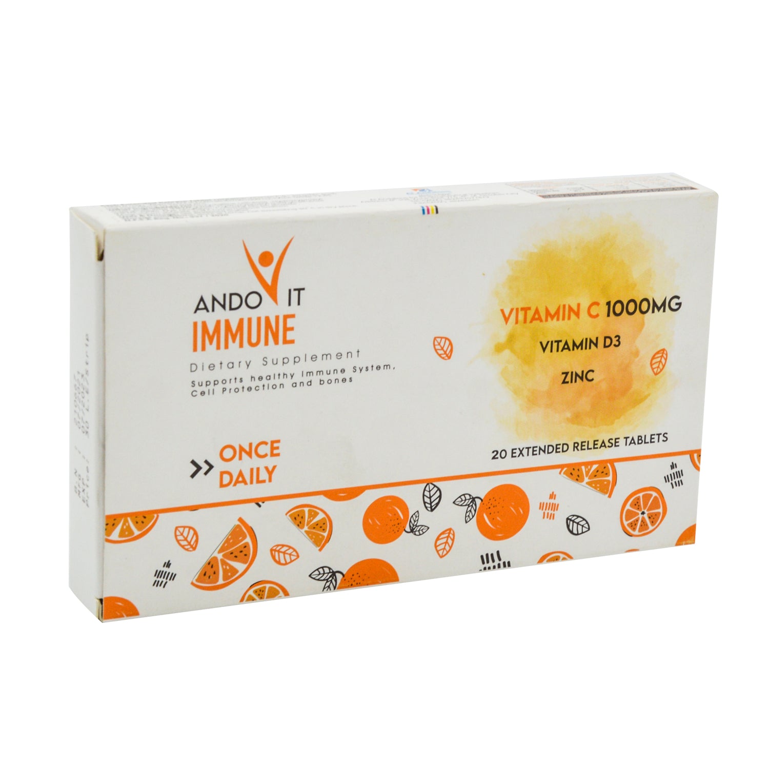 Andovit 1000mg Vitamin C Immune & Bone Support Supplement with Vitamin D3 & Zinc