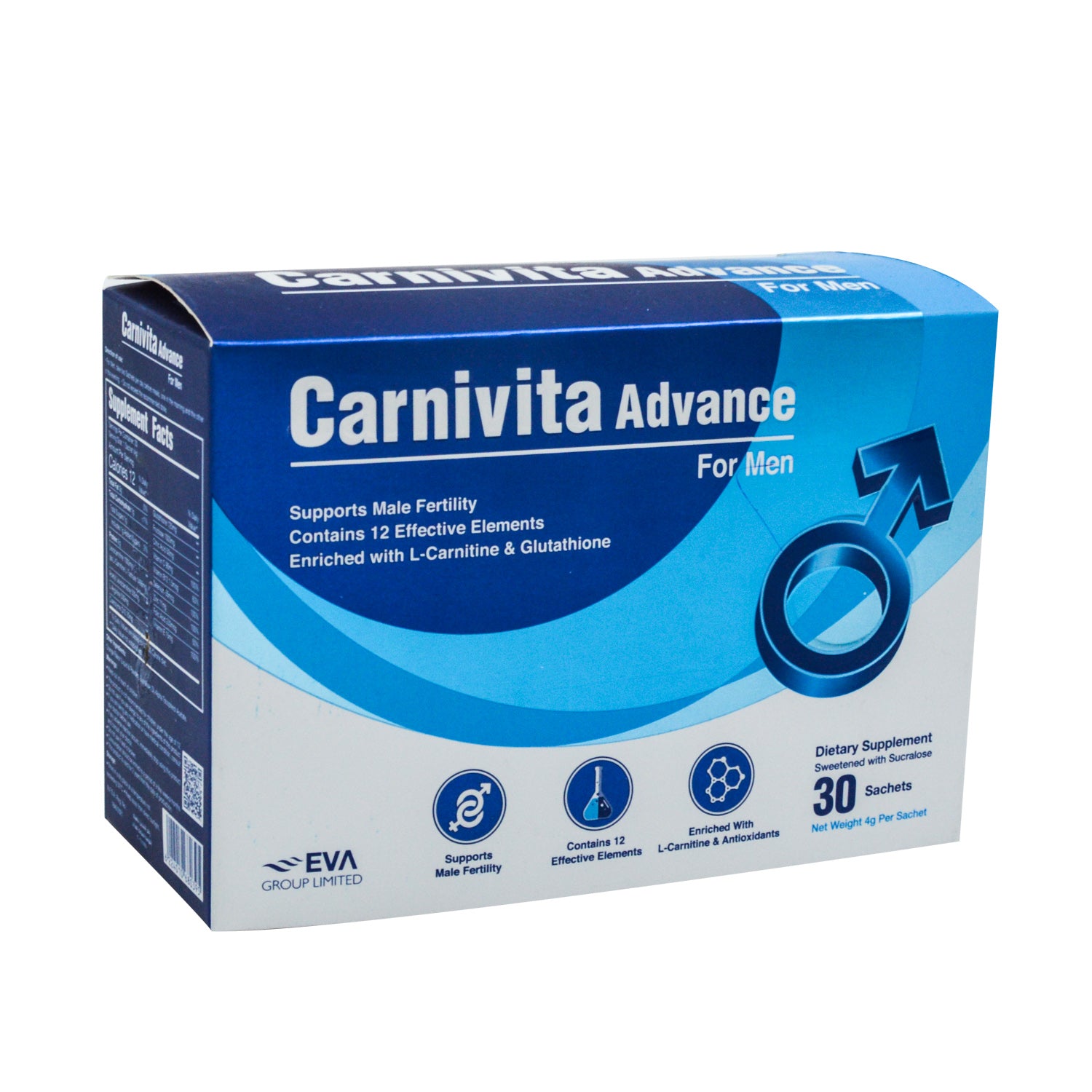 أكياس مكمل كارنيفيتا أدفانس لدعم الخصوبة مع إل-كارنيتين والجلوتاثيون للرجال