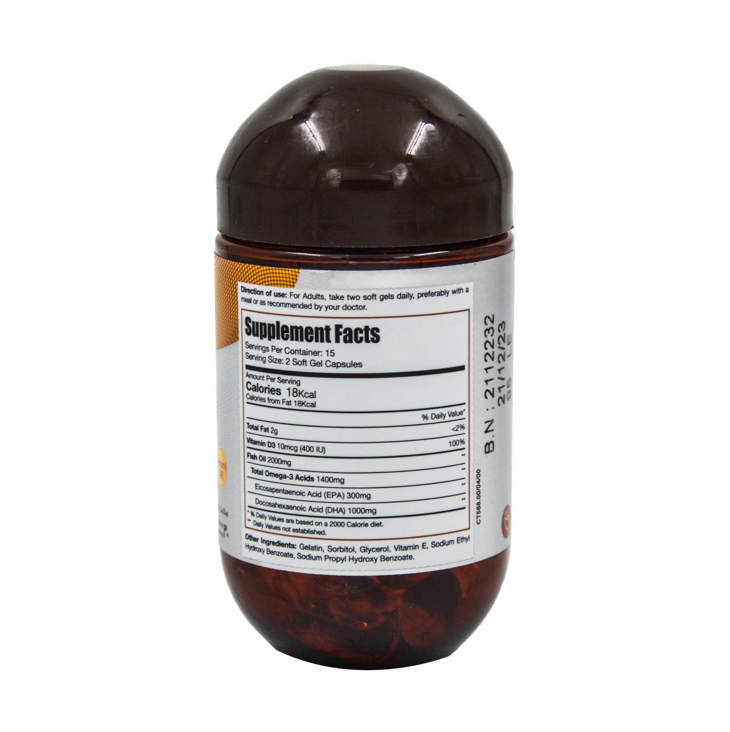 مكمل زيت السمك من ليميتلس ناتشورالز بتركيز 2000 ملغ مع أوميغا 3 وفيتامين د3 لصحة القلب والدماغ والمفاصل - خالٍ من الكائنات المعدلة وراثيًا، وخالٍ من الغلوتين، وخالٍ من منتجات الألبان