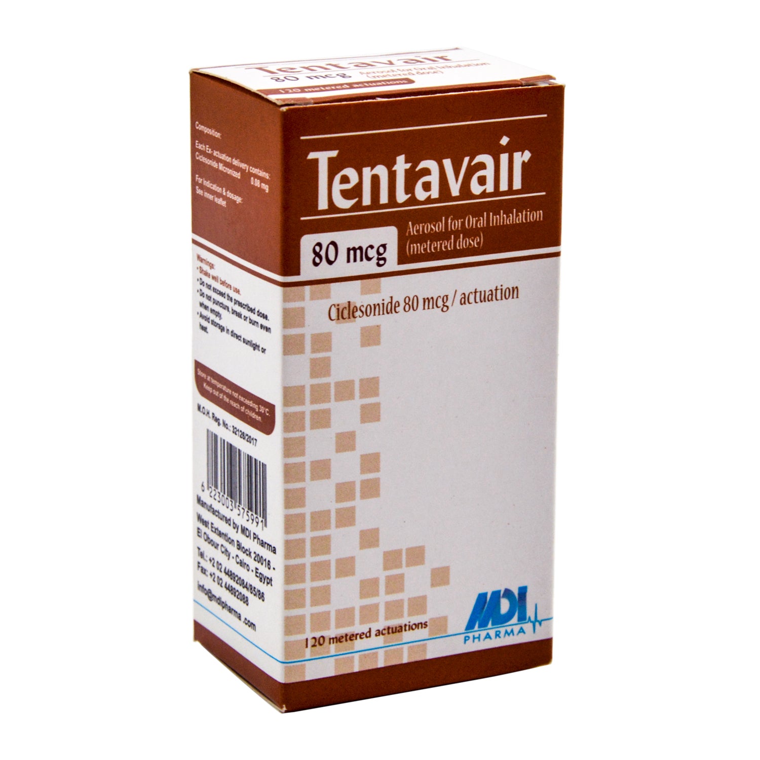 Tentavair 80mcg Ciclesonide Aerosol للاستنشاق عن طريق الفم (120 عملية تشغيل)