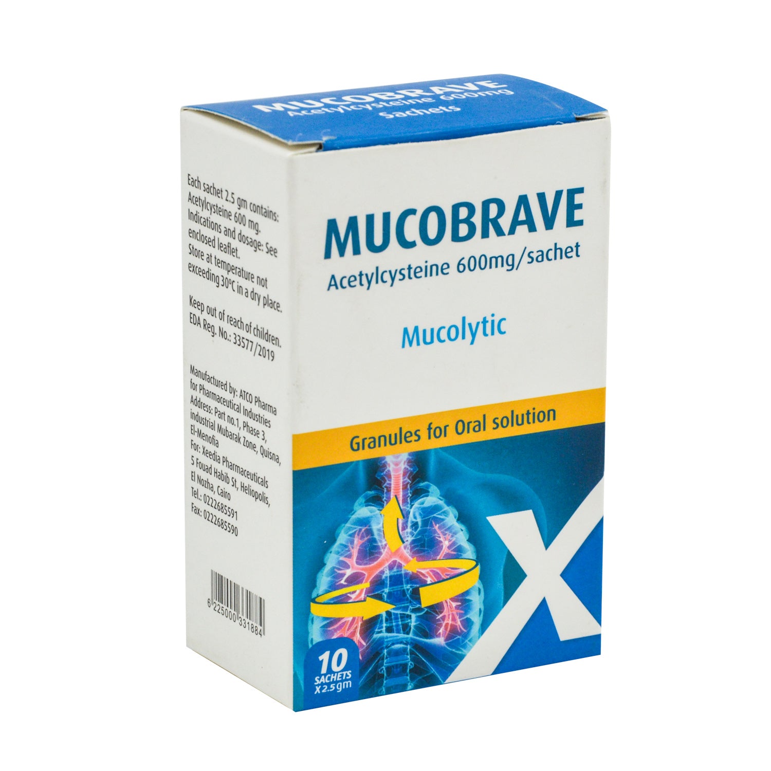 موكوبرايف 600 ملغ أسيتيل سيستئين محلول فموي مذيب للبلغم حبيبات