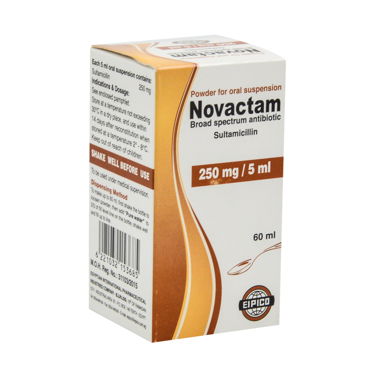 Novactam 250mg/5ml Sultamicillin Broad Spectrum Antibiotic Powder for Oral Solution