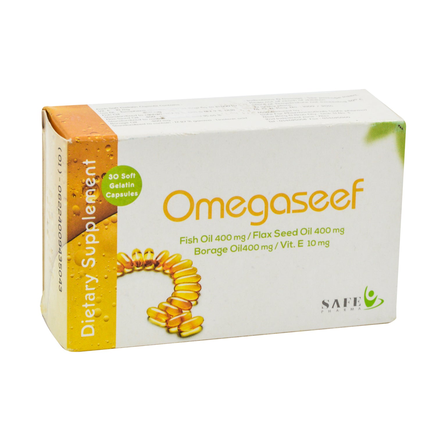مكمل أوميغاسيف مع زيت السمك، زيت بذور الكتان، زيت لسان الثور وفيتامين هـ