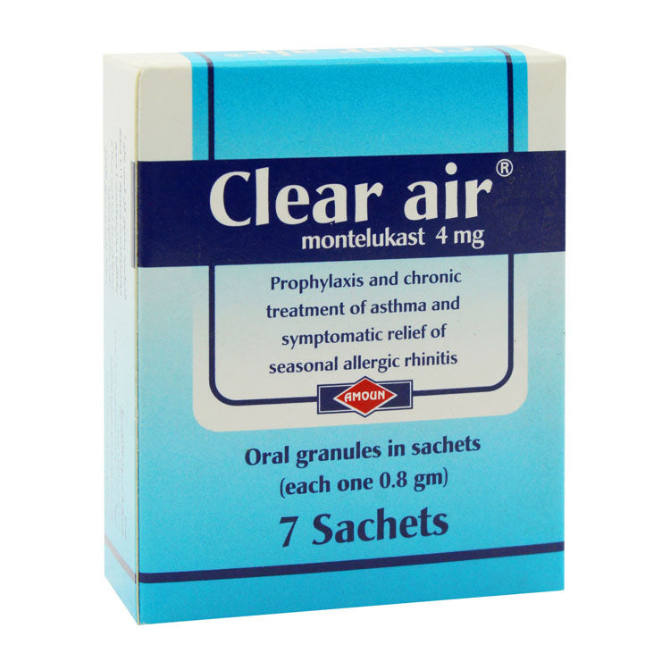 Clear Air 4mg Montelukast Granule Sachets for Asthma & Symptomatic Relief of Seasonal Allergic Rhinitis
