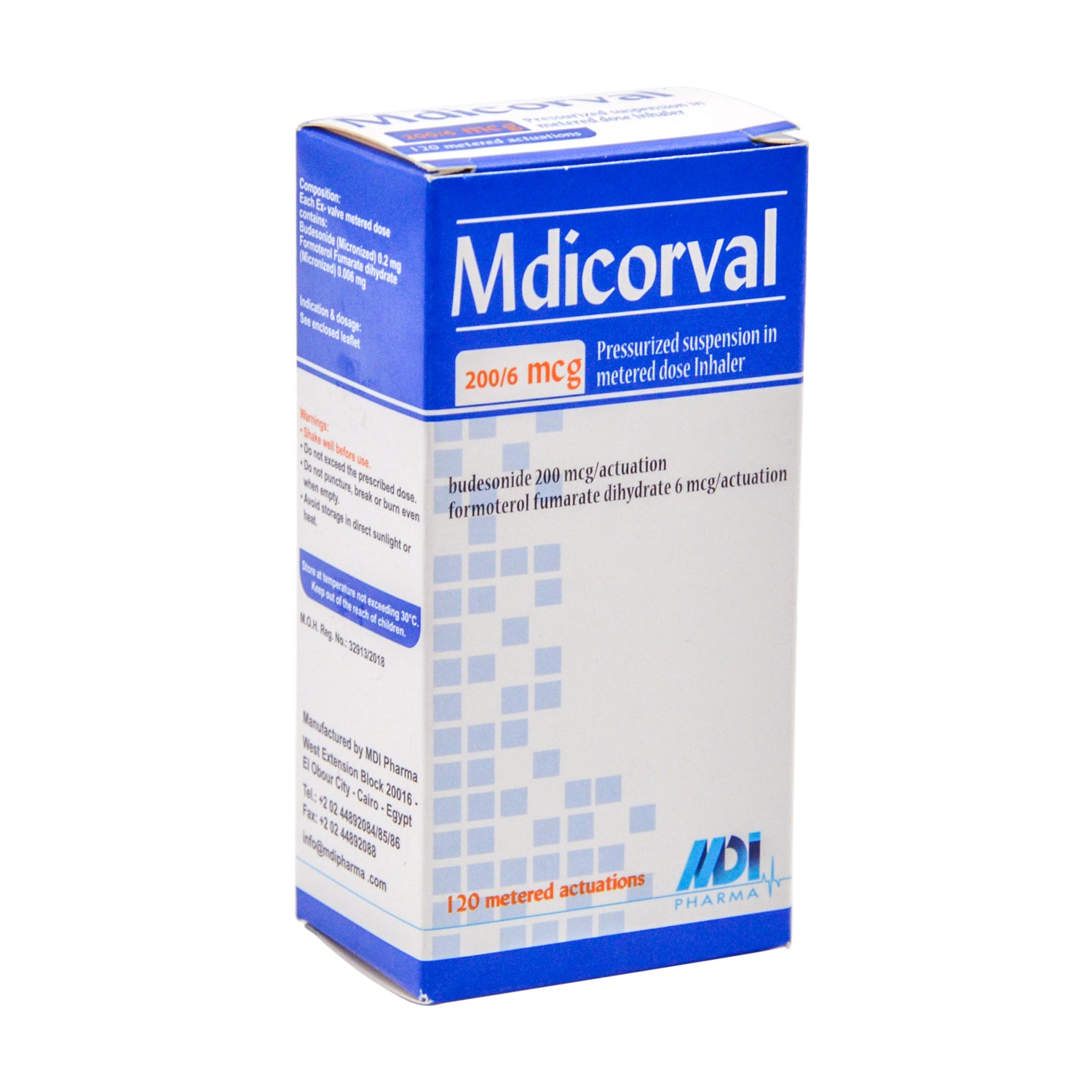 Mdicorval 200mcg Budesonide & 6mcg Formoterol Fumarate Dihydrate Inhaler (120 Metered Doses)