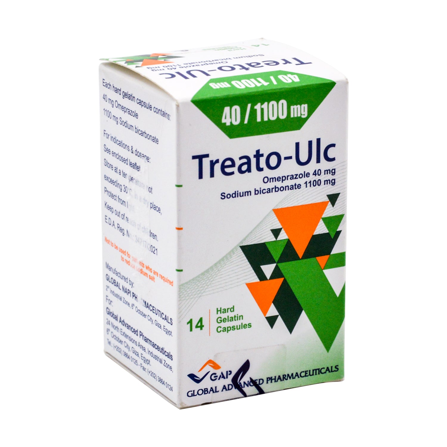Treato-Ulc 40mg Omeprazole & 1100mg Sodium Bicarbonate for Treating Ulcers