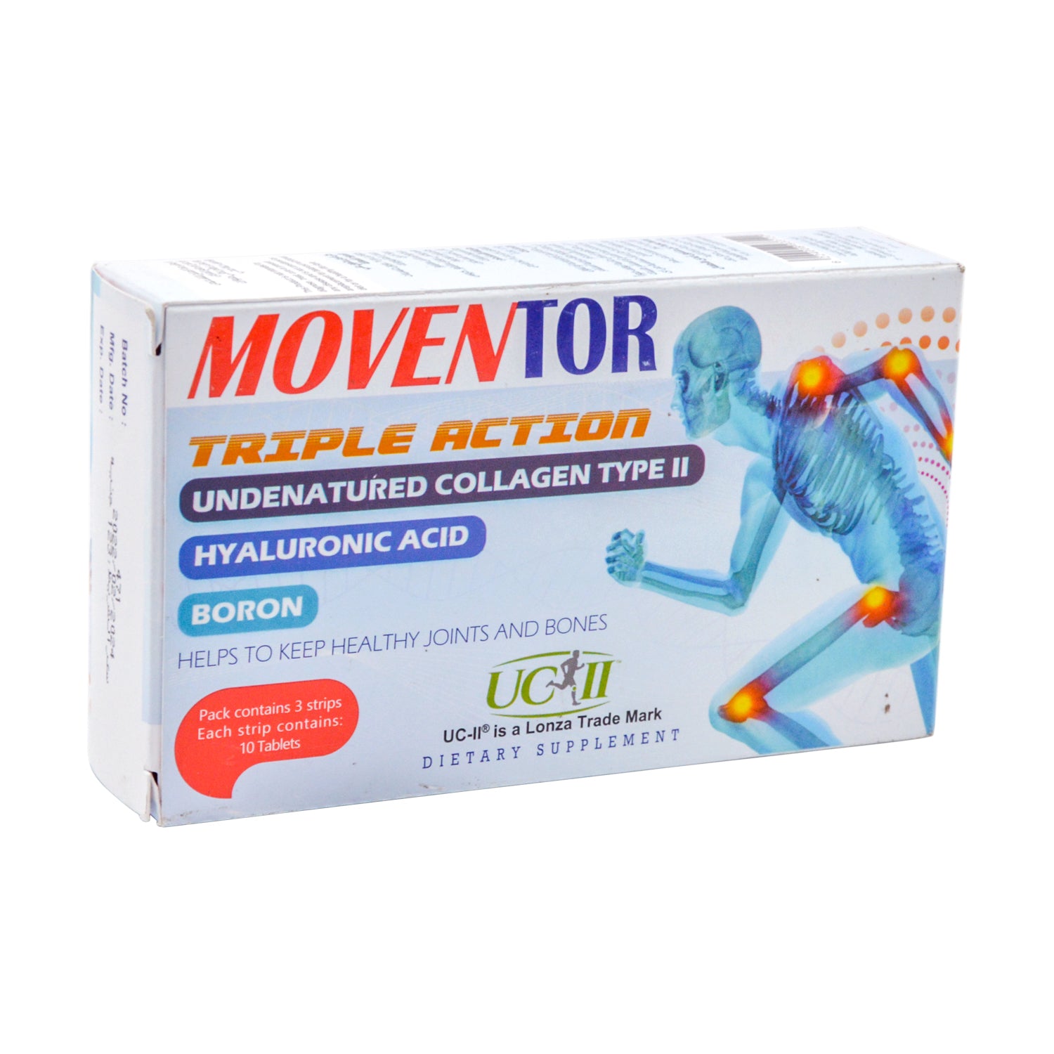 Moventor Triple Action Collagen Type 2 Joint & Bone Support Supplement with Boron & Hyaluronic Acid