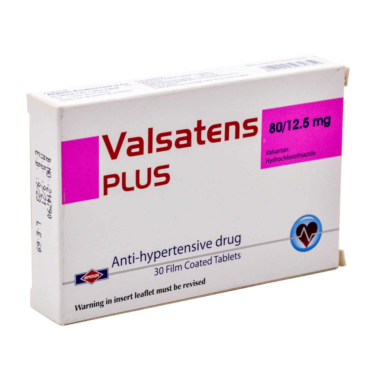 Valsatens Plus 80mg Valsartan & 12.5mg Hydrochlorothiazide Anti-Hypertensive
