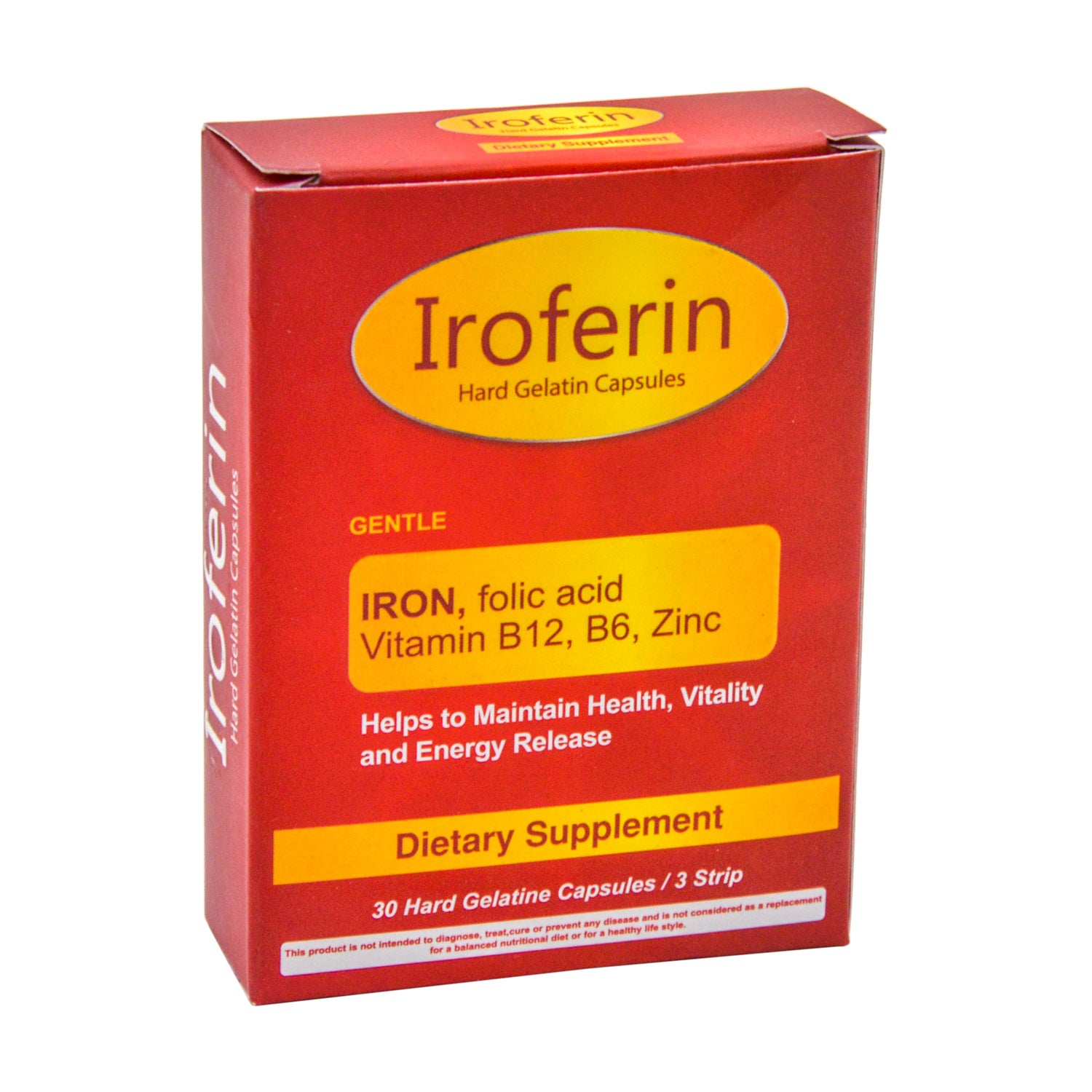Iroferin Iron Supplement with Folic Acid, Zinc, Vitamin B12 & B6