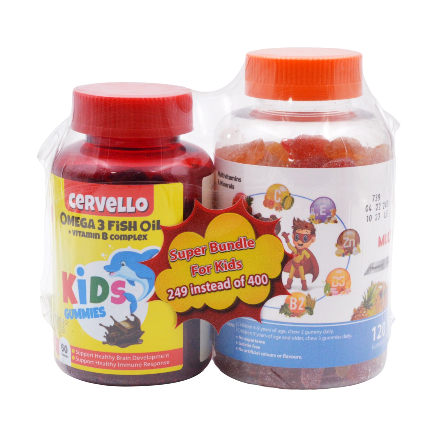 بروفي كيدز (فيتامينات متعددة) 120 كبسولة + سيرفيلو كيدز (أوميجا 3) 60 كبسولة