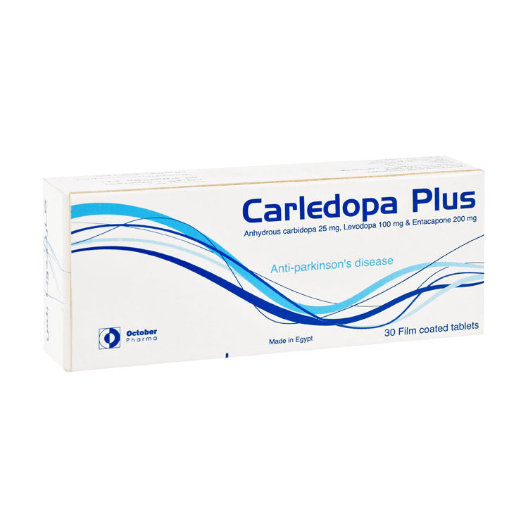 Carledopa Plus 25mg Anhydrous Carbidopa, 100mg Levodopa & 200mg Entacapone