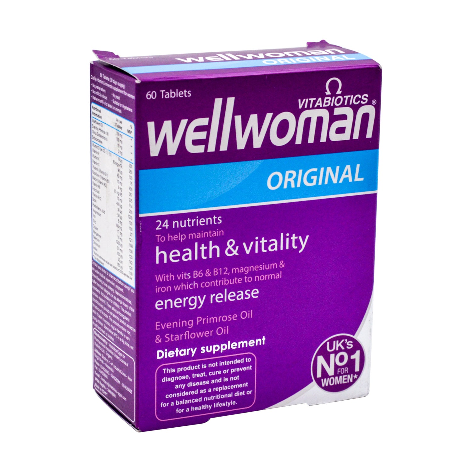 مكمل غذائي أصلي من ويل وومان لدعم الصحة والحيوية والعافية، يحتوي على المغنيسيوم وفيتامين ب6 وب12 - خالٍ من المواد الحافظة والخميرة والألوان الصناعية