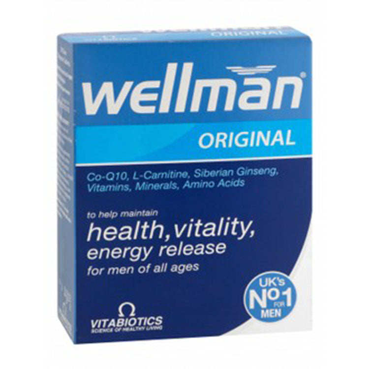 Wellman Original Health, Vitality & Energy Release Men Supplement with Co-Q10, Amino Acids & L-Carnitine - yeast free, gluten free, animal testing free